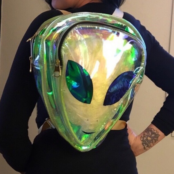 Handbags - Green alien music festival rave backpack UFO cute